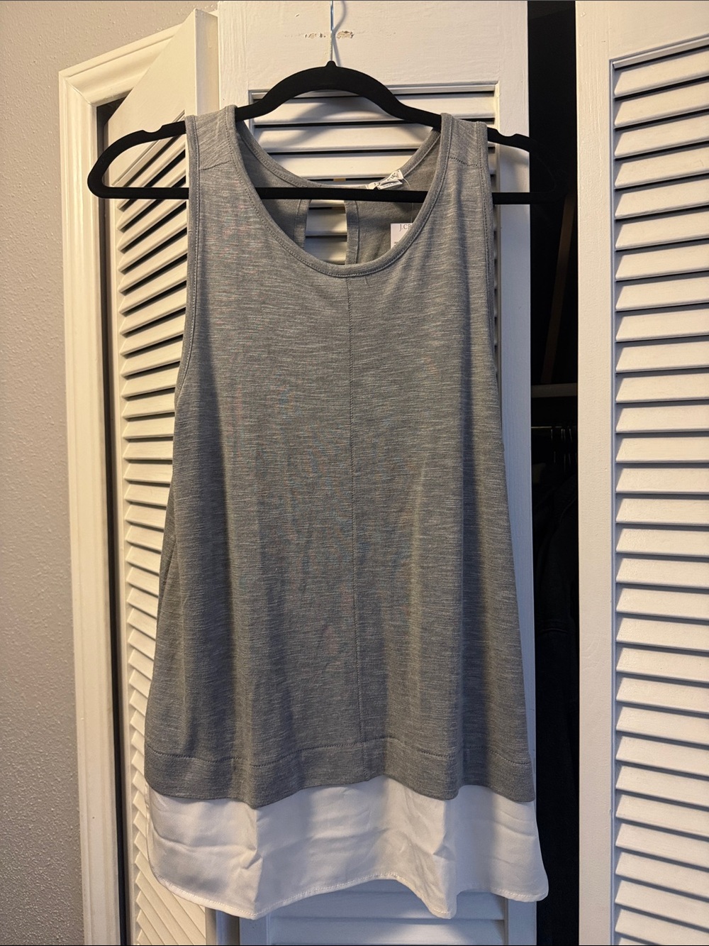 J. Crew Gray Tank with White Layered Hem